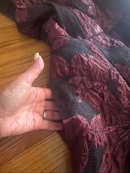 Aidan Mattox One-Shoulder Black and Burgundy Floral Evening Gown Sz 12 - Picture 11 of 15